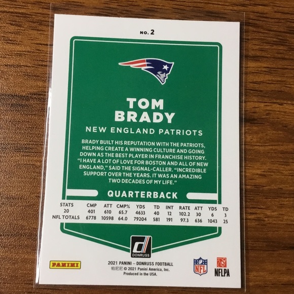 NFL Tom Brady Donruss - Picture 2 of 2